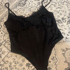 Black lace top body suit NWT